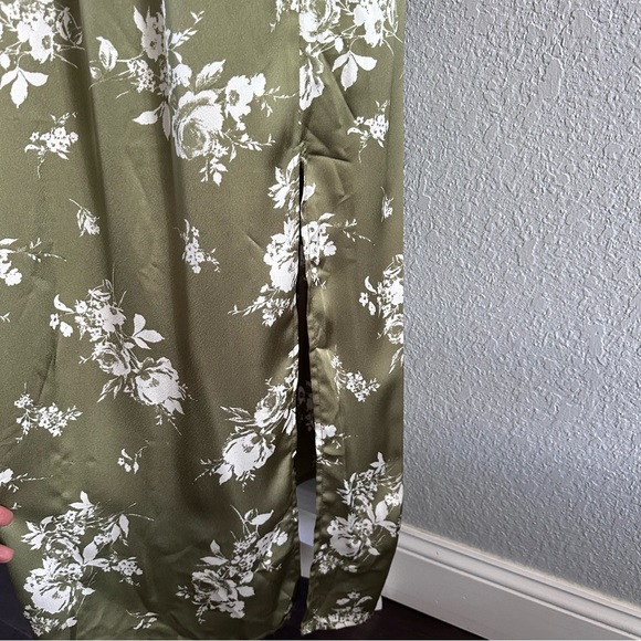 Inspired Hearts Olive Green Floral Maxi Slip Dress XL - Picture 4 of 8